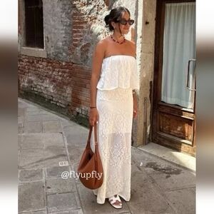 Zara White Lace Maxi Dress